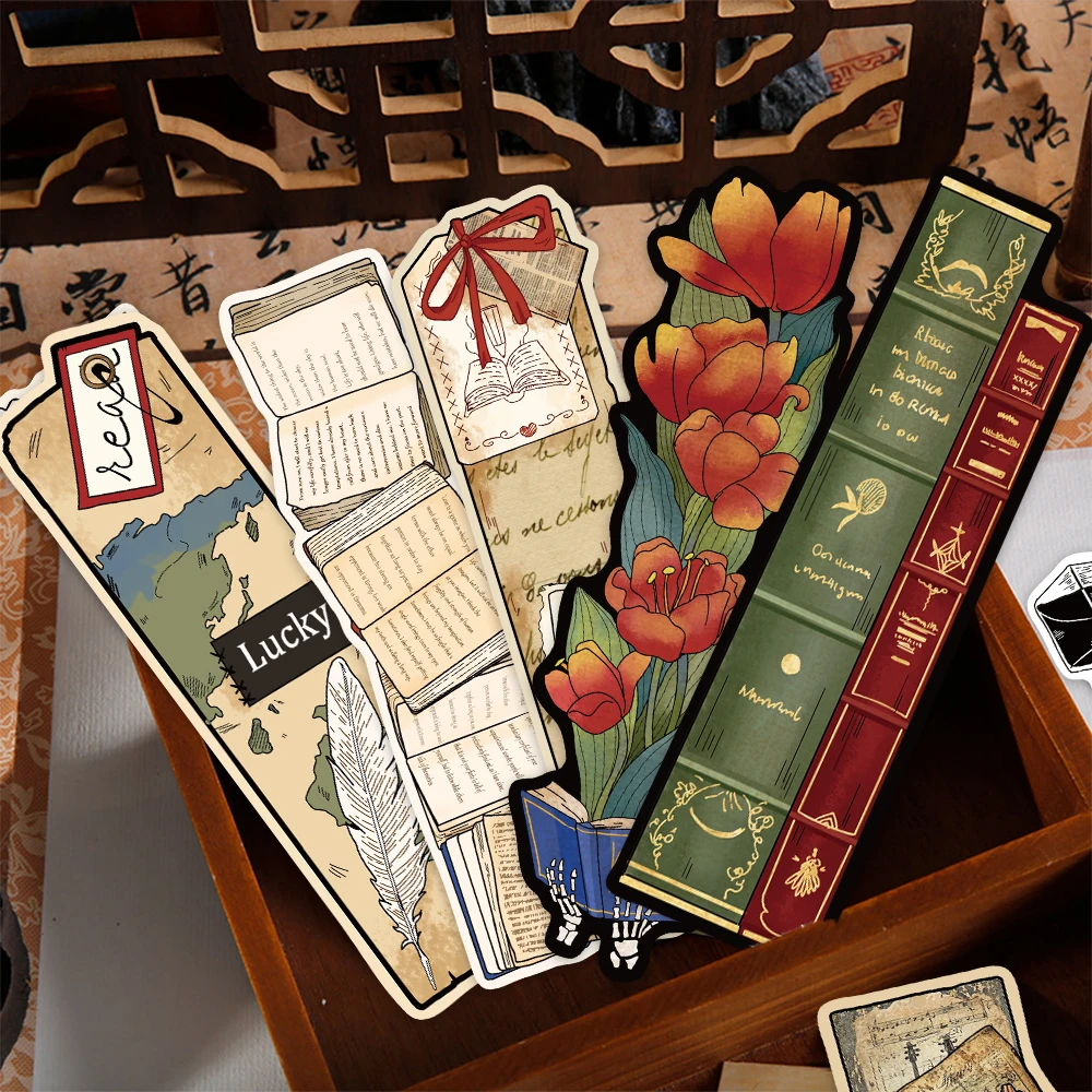 30pcs Irregular Vintage Reading Bookmarks Reading Pages Books Annotated Stationary Supplies Paper Cards Students Creative Gifts