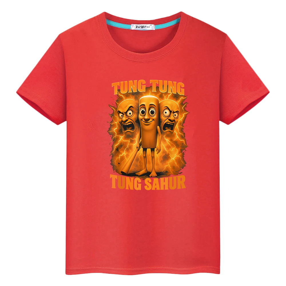 تي شيرت مطبوع من تونغ ساهر للأطفال الأولاد 10 سنوات 100% قطن تي شيرت y2k كارتوني تي شيرت أنيمي قصير لطيف ملابس أطفال بناتي