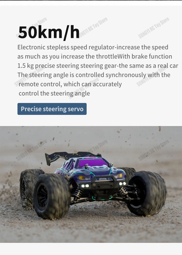 50 or 80KM/H Rc Cars 1/16 Off Drift Road 4WD with LED 2.4G Waterproof Remote Control Monster Truck for Adults and Kids Toy Gift
