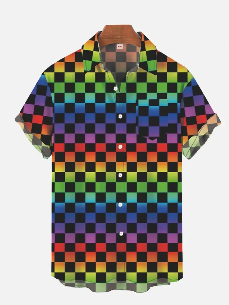 Geometric Art Modern Colorful Abstract Portrait 3D Printed Graphic Men's Short Sleeved Shirts For Men Fashion Hawaiian Shirts