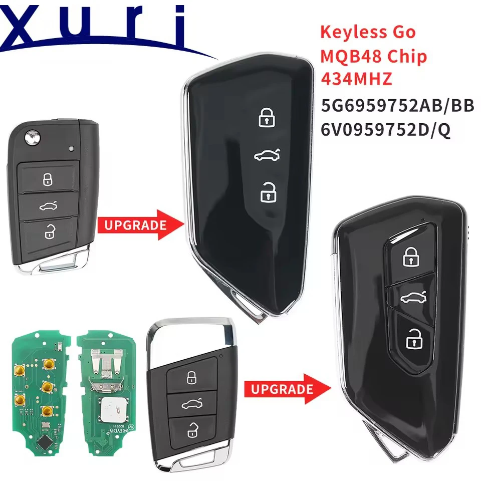 

Xuri MQB48 дистанционный смарт-ключ автомобиля для VW/Volkswagen Magotan B8 Superb A7 Passat Variant Keyless-Go 3 кнопки ASK 433 МГц MAGOTAN