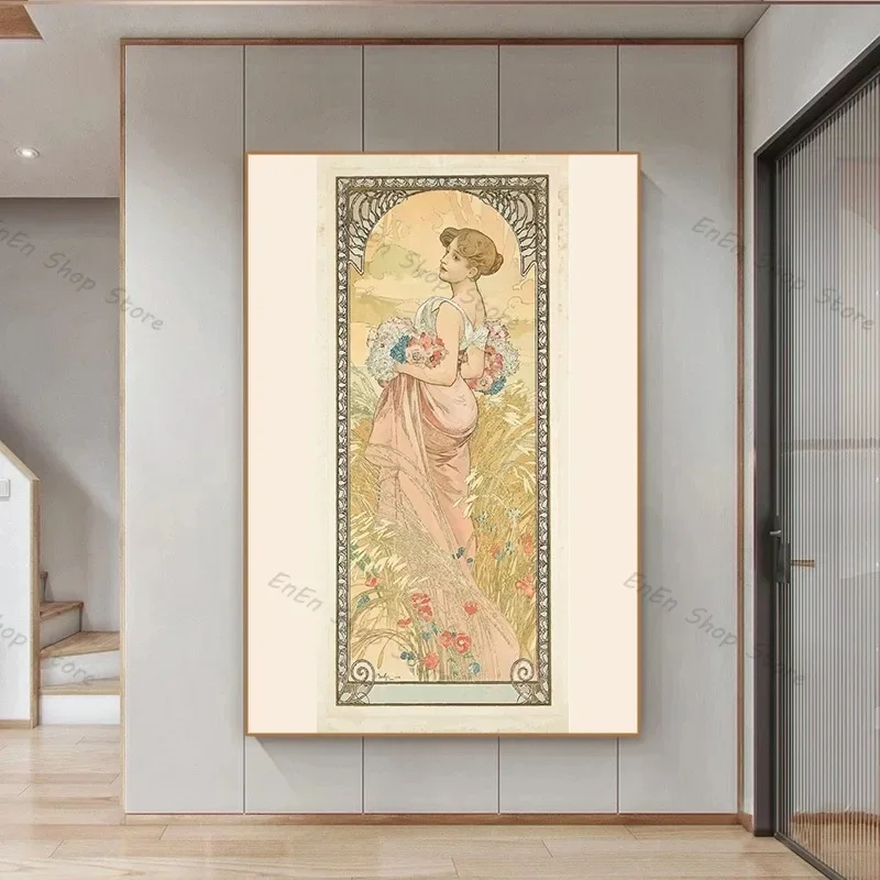 Les Saisons Goddess Wall Art Nordic Minimalist Aesthetics Canvas Painting for Living Room Modern Home Decor