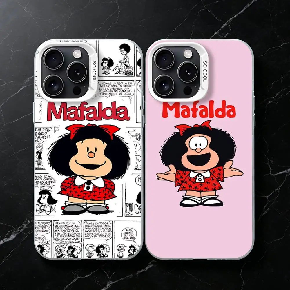 Cartoon M-Mafalda Strip Satire Phone Case for iPhone 17 16 15 14 13 12 11 Pro Plus Max Mini X XS Air Stylish Cover
