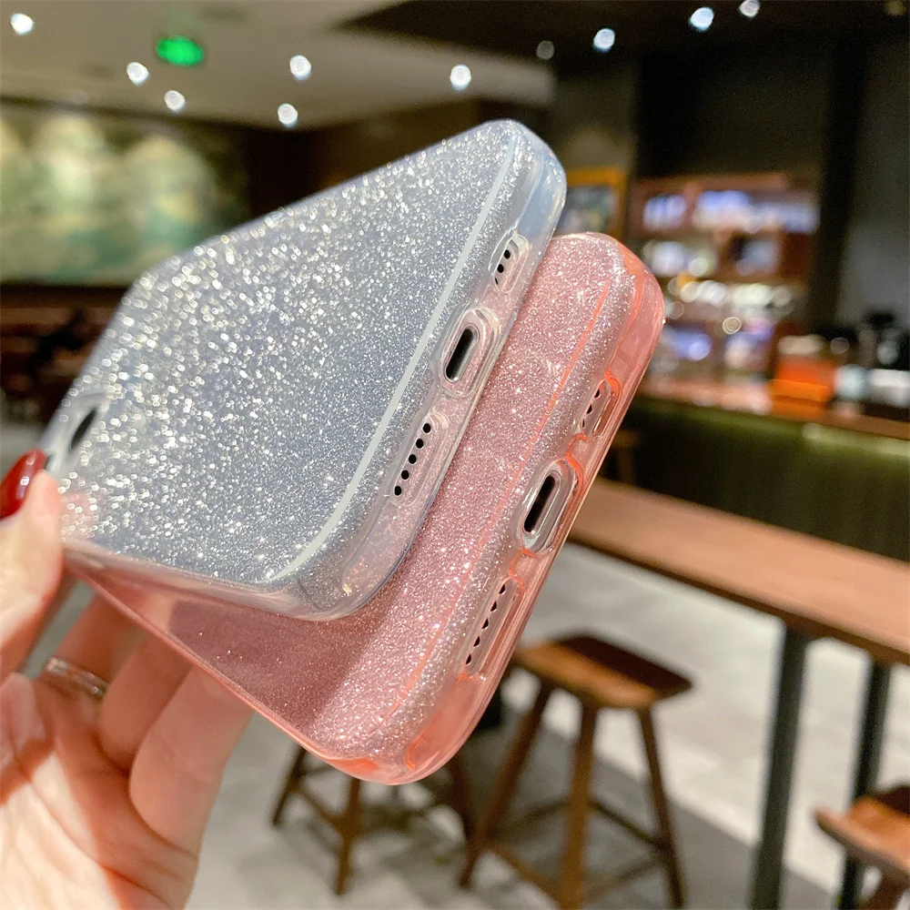 حافظة ورقية لامعة بلينغ لهاتف آيفون ، غطاء ممتص للصدمات ، 13 ، 12 ، 11 Pro Max ، Mini ، X ، XR ، XS Max ، 7 ، 8 Plus ، SE ، 2020 ، 15 ، 14 زائد