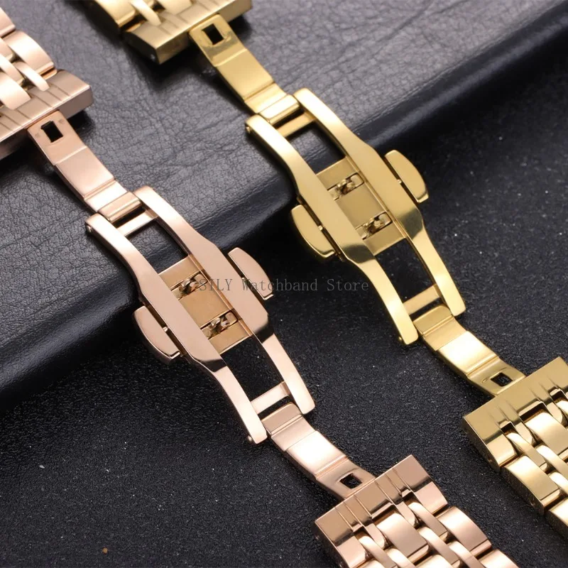 Metal Wristbelt Solid Stainless Steel WatchBand Strap Men Women Business Wristband Universal Curved End Smartwatch Bracelet Belt