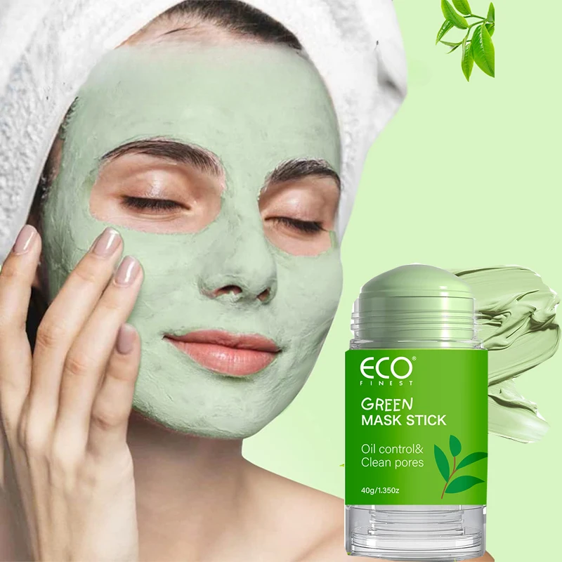 Green Tea Clay Mask Stick Hydrating Moisturizing Clean pores and control oil Skin Herbal Application Solid Mask Facial Skin care