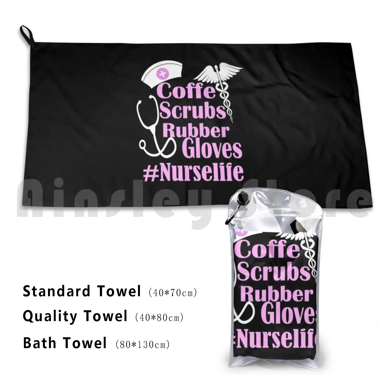 Coffe Scrubs Rubber Gloves Nurselife Beach Towel Quick Dry Quality Towel Funny Sayings Nurse Funny Nurse Life Christmas