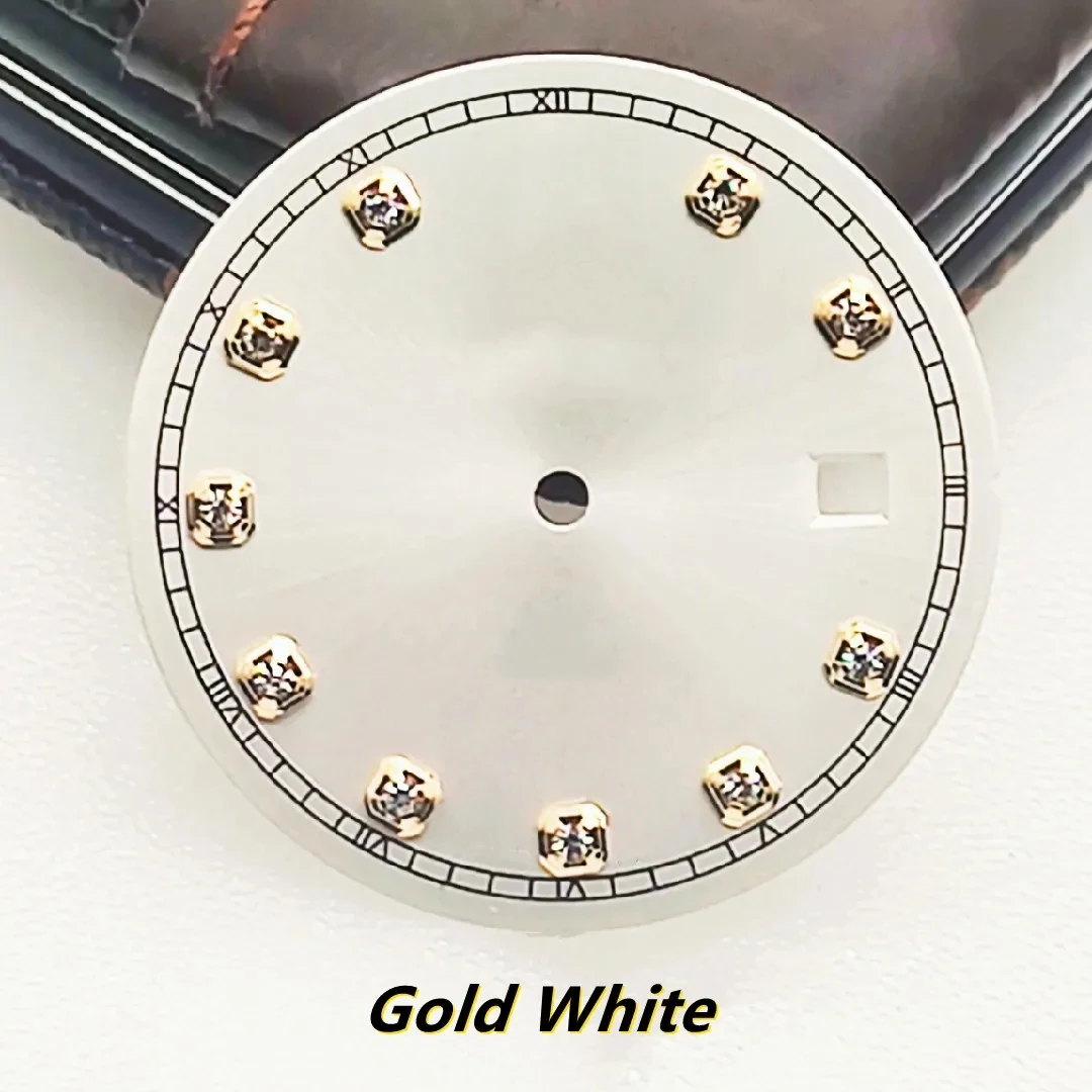 31mm Watch Dial Replacement Accessories Dial Surface with Diamond for 8200/8215/2813/2824/2836 Movement Gold Black Rose Gold