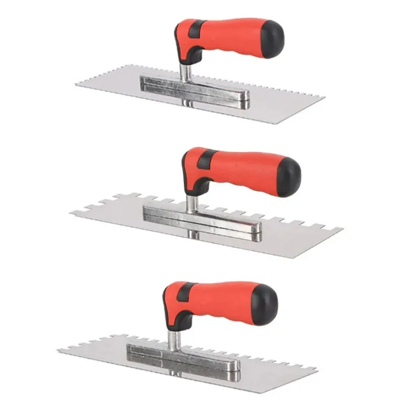 New 1pc Trowel Front Square Tooth Concrete Trowel for Wall Floor Tiling Installation Square Teeth Stainless Steel Trowel Plaster
