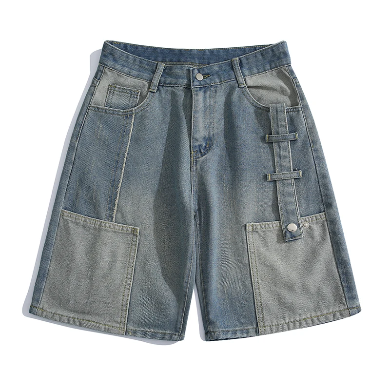 

Джинсовые шорты мужские летние новые американские уличные брюки длиной до колена с карманами модные универсальные персонализированные брюки