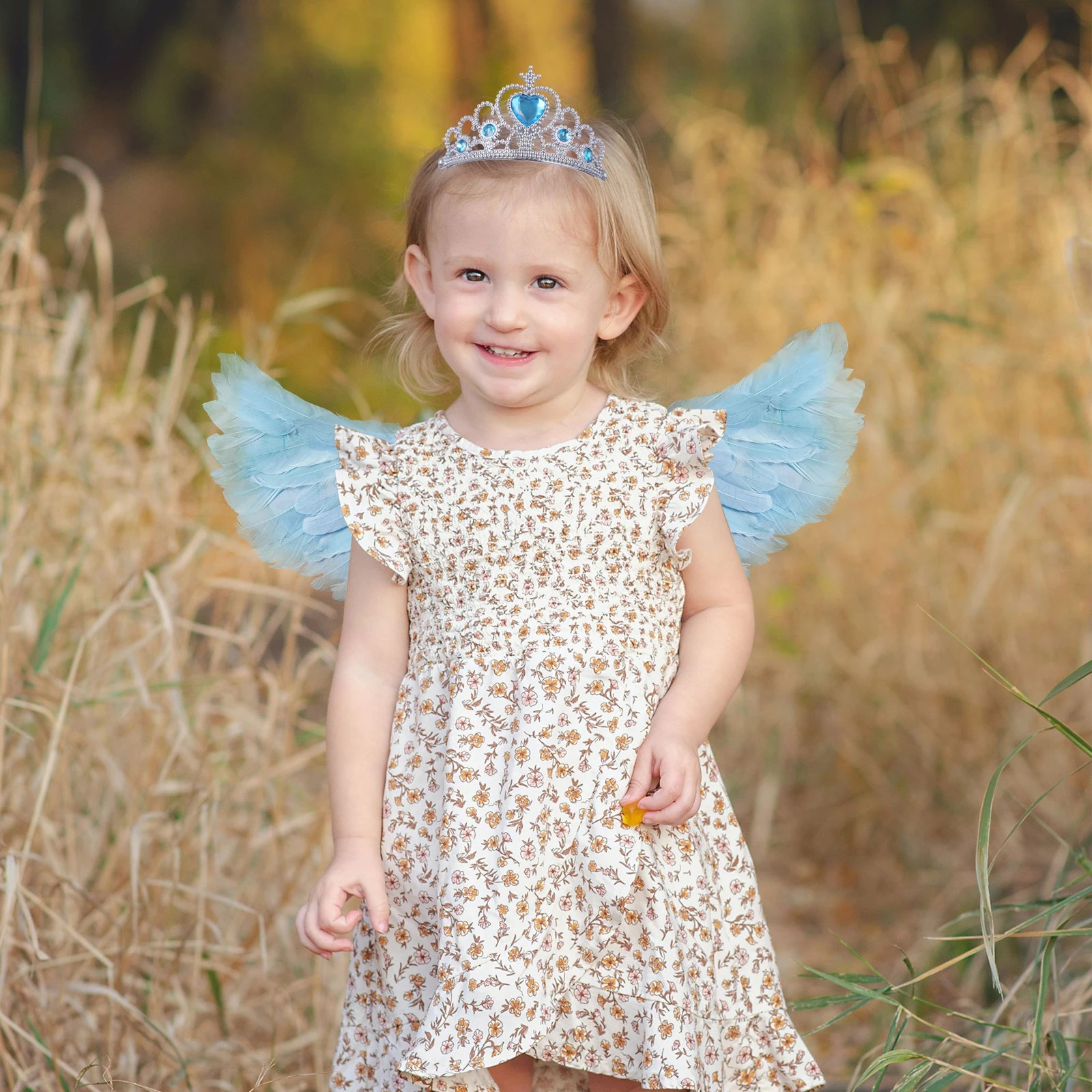 Asas de penas asas de fada palco mostrar traje de halloween asas de anjo com coroa e varinha para meninas princesa festa cosplay