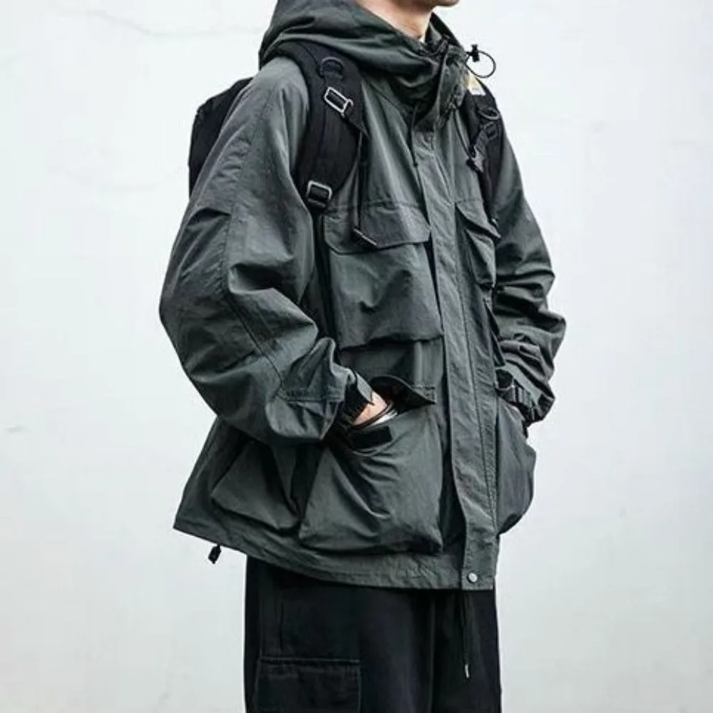 

Multi-pocket Streetwear Mountain Hoodie Jacket Men Clothing Japanese Harajuku Casual Cargo Jacket Fashion Coats Male