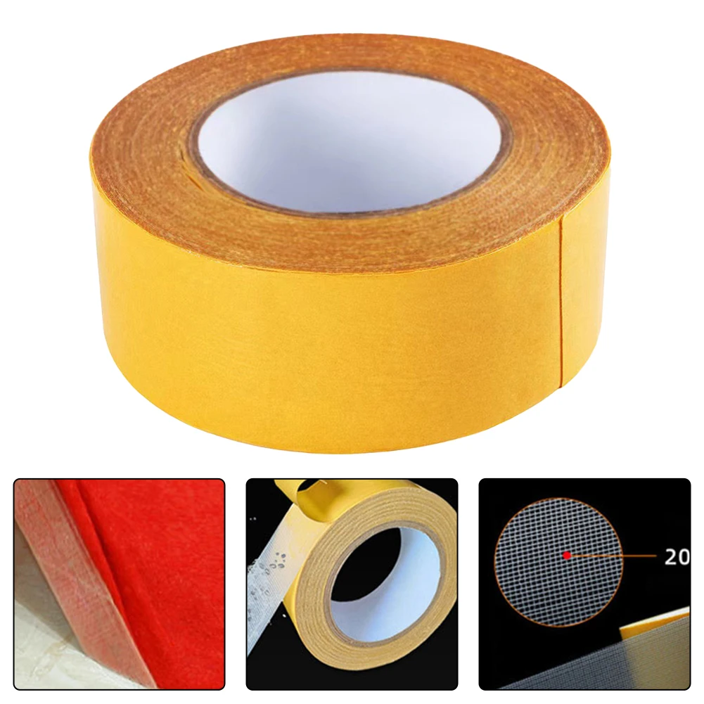 High Adhesive Double-sided Grid Cloth Base Yellow Carpet Tape For Floor Cloth Household Convenience Tool Accessories