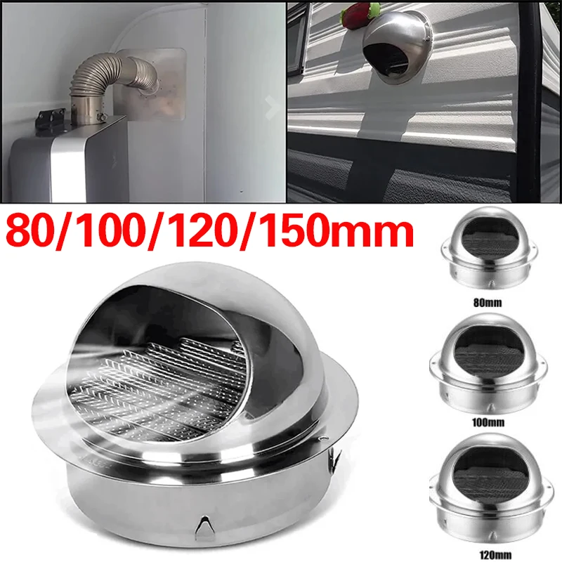 

70/80/100/120/150/160mm Stainless Steel Exterior Wall Air Vent Grille Round Ducting Ventilation Grilles Home Office Air Vent Cap