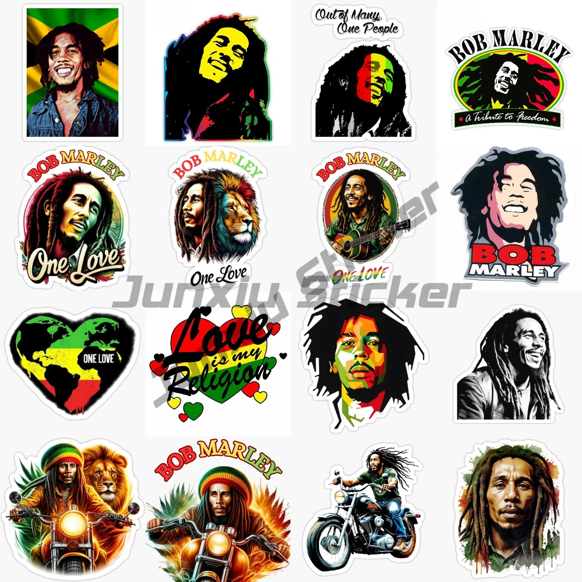 Jamaican One Love Heart Reggae Rastafari Bob Marley Jamaican Flag Map Sticker for Bumper Laptop Decal Vinyl Self-adhesive PVC KK