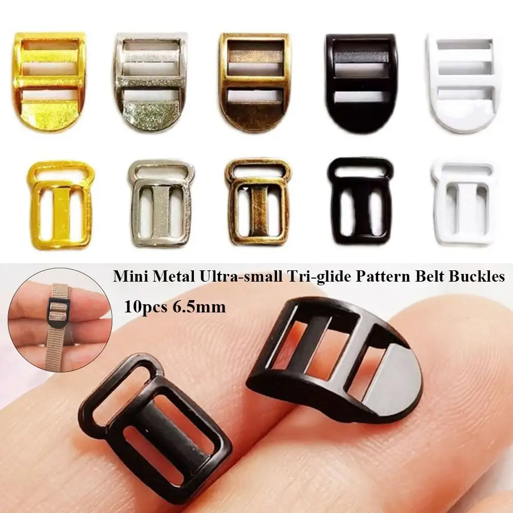 10pcs Newest Tri-glide Pattern Buckles Mini 6.5mm Doll Backpack Buckles Ultra-small Metal Belt Buckle DIY Doll Accessories