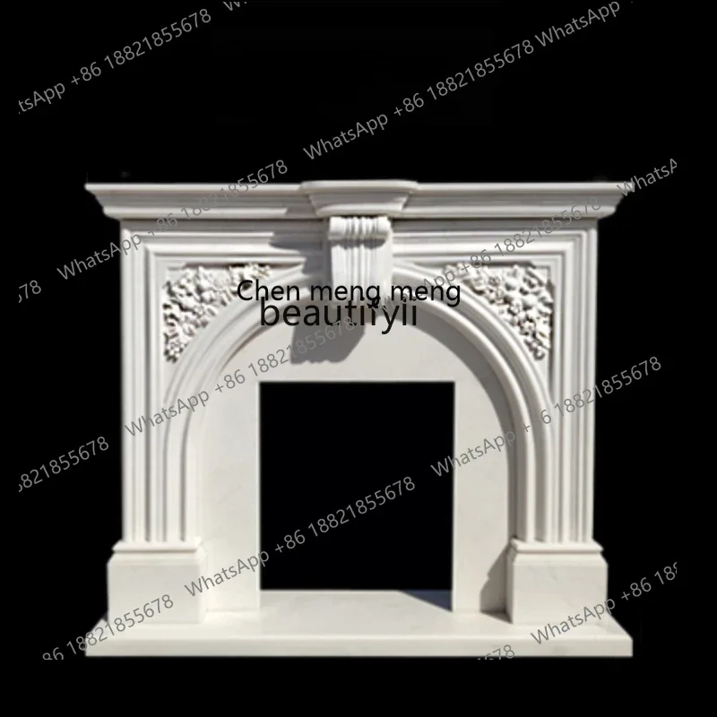 

182C Marble Fireplace White Marble Stone Carving European and American Style Hallway Stone Fireplace Mantel