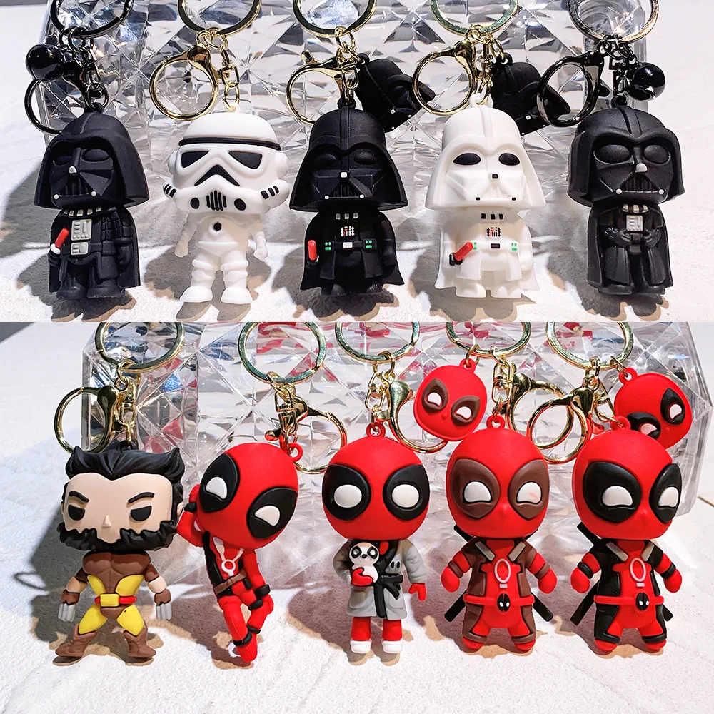 

Anime Movie Characters Magical Deadpool Wolverine Movie Star Wars Keychain Darth Vader Imperial Stormtrooper Doll Keyrings Key H