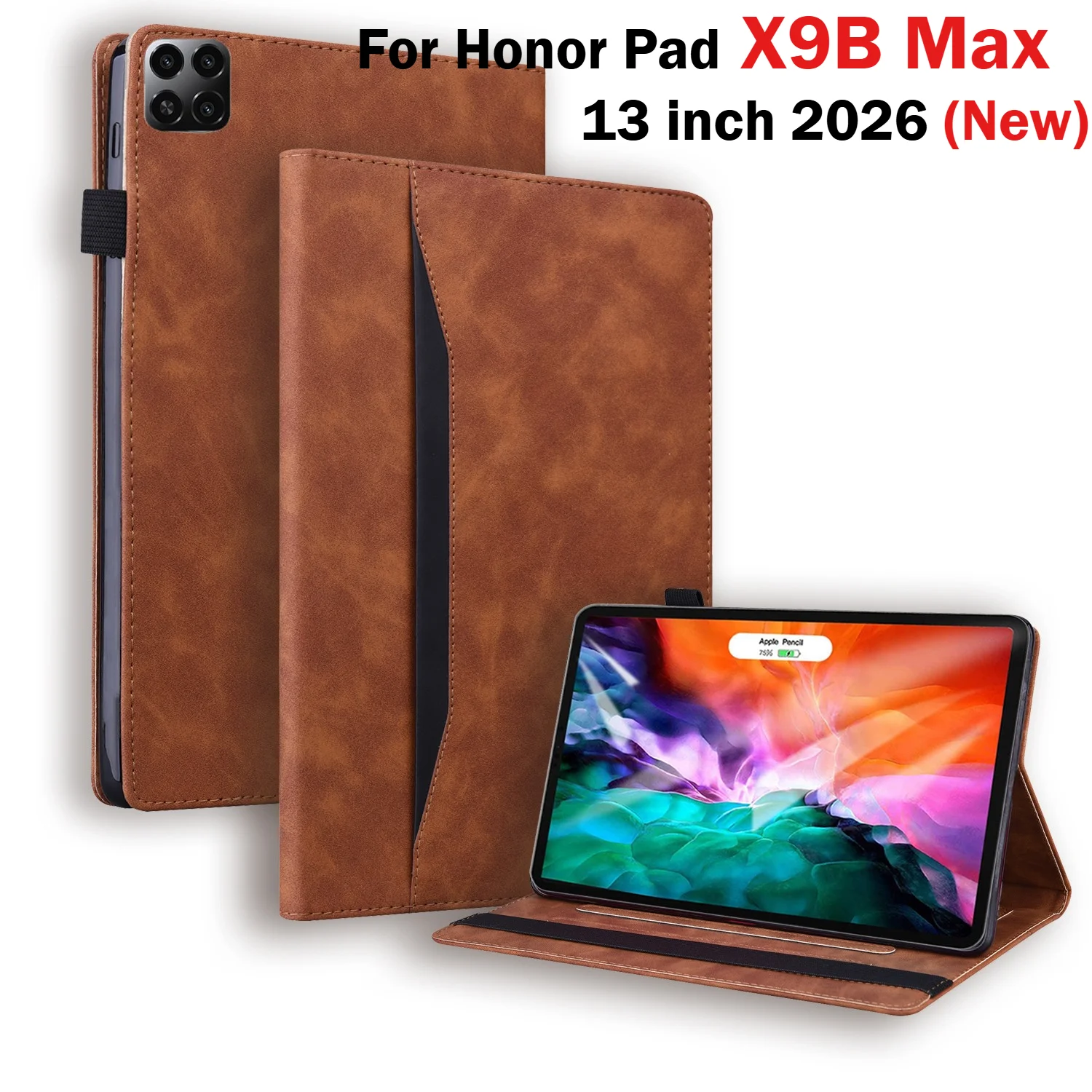 Leather Tablet Case for New Honor Pad X9B Max 13 inch 2026 with Card Slot Case for HUAWEI Honor Pad X9b Max 13 " Stand Funda