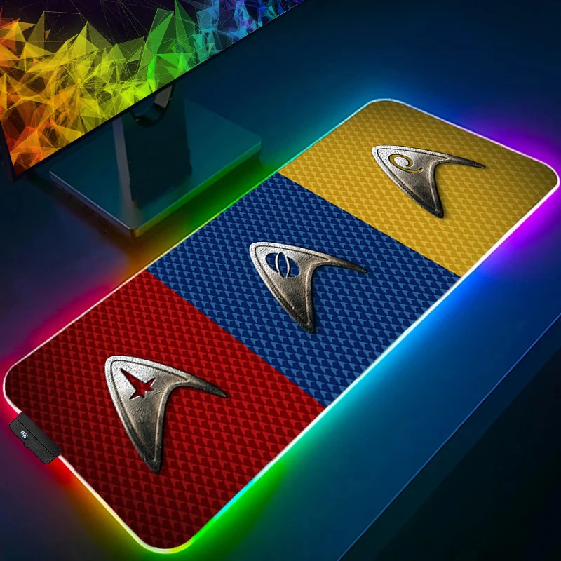 

Аниме Коврик для мыши HD Печать Светодиодный компьютерный геймер Нескользящий коврик для мыши Star Trek Logo Коврик для клавиатуры RGB Игровые аксессуары для ПК Настольный коврик