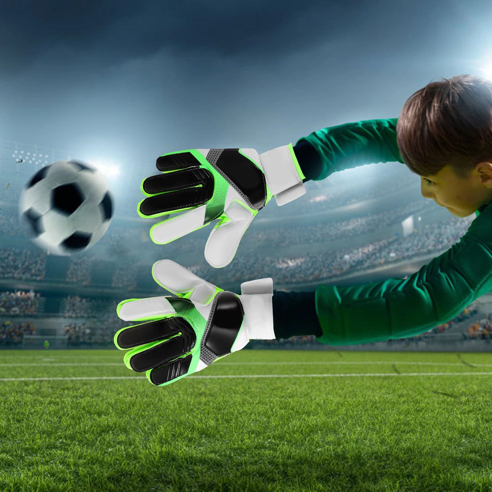 

Football Glove Goalkeeper Protective Glove Protective Gloves For Youth Adult Training Outdoor Indoor Use Green Size 9