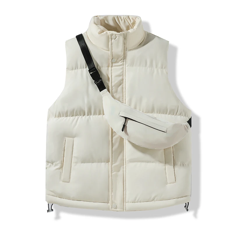 

Casual Windproof Vests Jacket for Men Autumn Winter Thicken Warm Waistcoat Fashion Stand Collar Sleeveless Solid Color Quality
