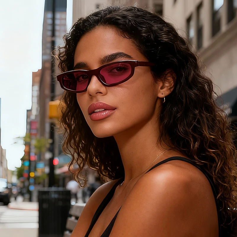 4 stücke Mode Einfache Kleine-Rahmen Oval Sonnenbrille für Frauen Marke Designer Brillen Täglichen Vielseitige Sonnenschirm Sonnenbrille weibliche
