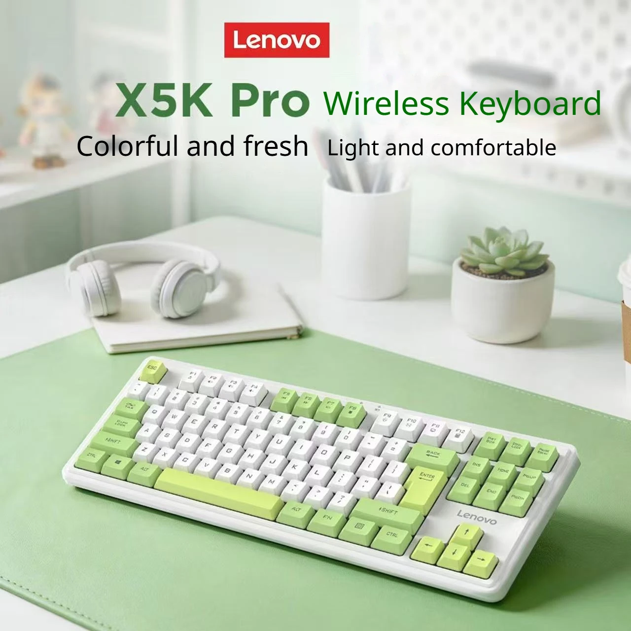 Lenovo X5K PRO Wireless Office Keyboard 87 Keys 2.4G Silent Keyboard 3.6mm Adjustable Button Travel Tilt Stand SuitablePCLaptops