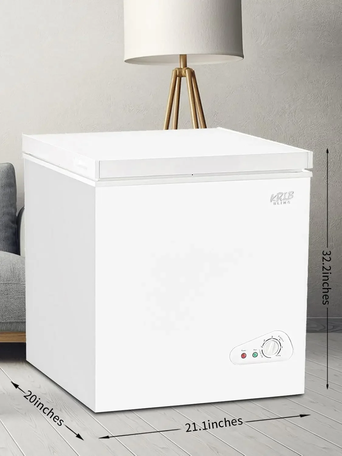 Chest Freezer Krib Bling Adjustable Thermostat Compact Freezers with Removable Storage Basket for House Kitchen Garage Basement