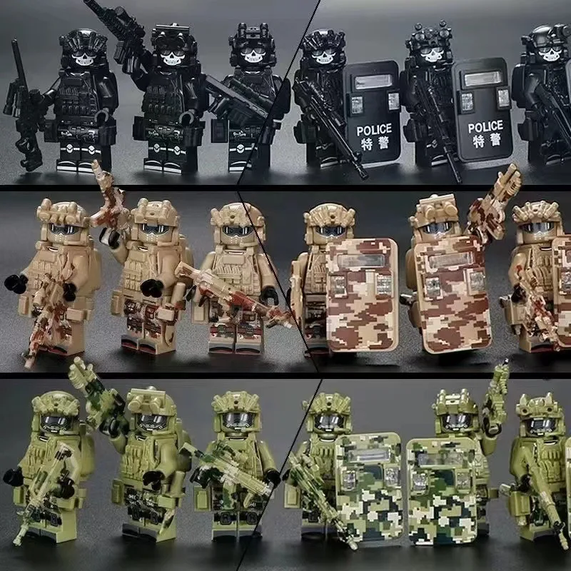 Assembled toys and educational gifts compatible with Lego figures, building blocks, special forces, police, children and boys.