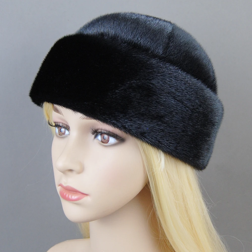 2025 Fashion Winter Thickened Genuine Mink Fur Bomber Hat For Woman Fur Hats Warm Chapeau Motorcycle Russian New Style Mink Caps