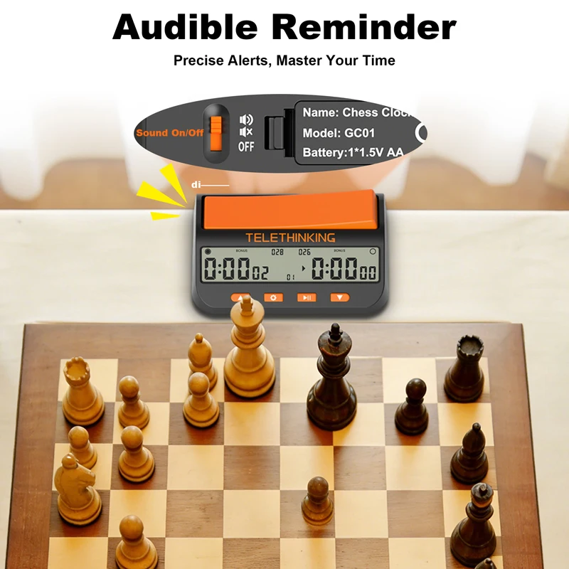 GC01 Digital Chess Timer Multipurpose Portable Professional Chess Clock Count Up/Down Precision Board Game Timer Stopwatch view 6