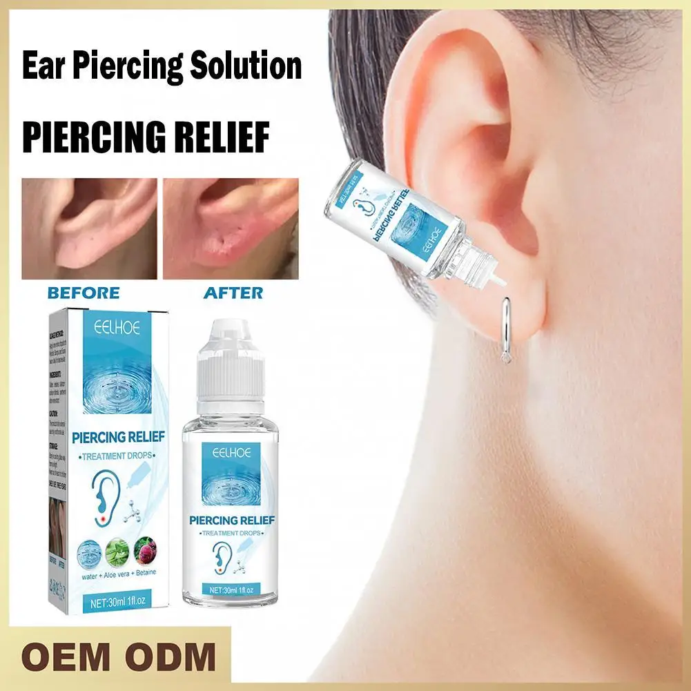 

30ml Pierced Ear Cleaning Set Herbal Fresh Mint Solution Dental Floss Ear Hole Aftercare Tool Swelling Reduction Spray Ear Care
