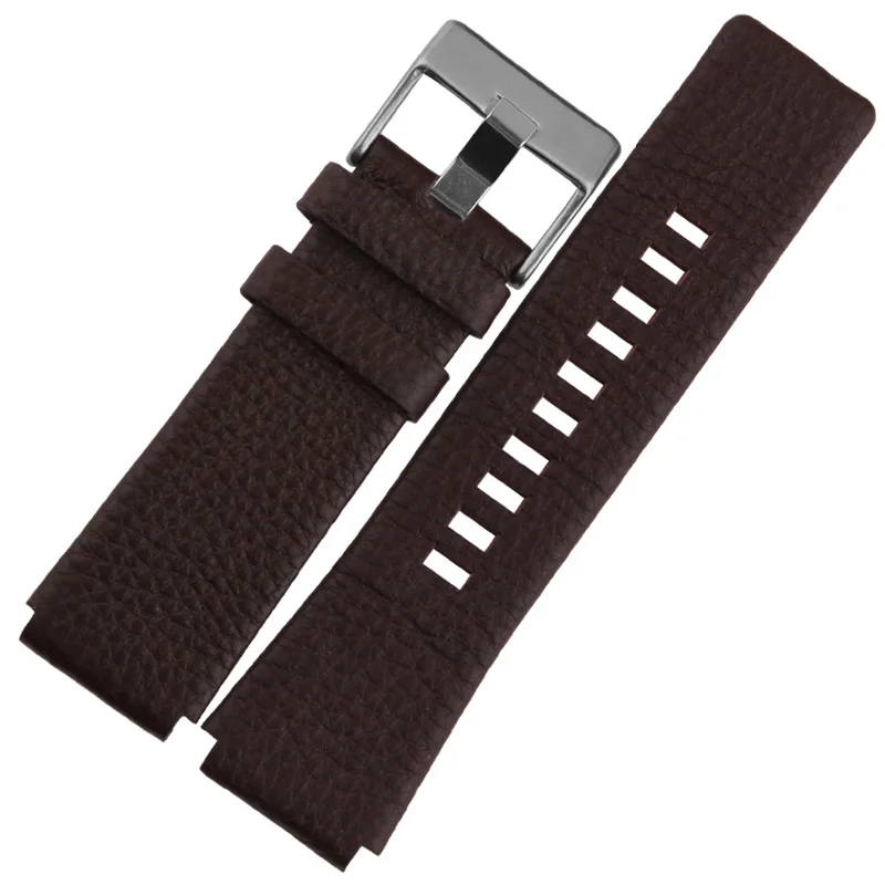 cowhide watchband for diesel DZ1089 DZ1123 DZ1132 replacement watch strap convex mouth strap 30X22mm Black  brown white