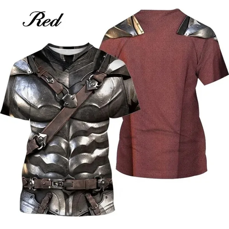 3d Print New Medieval Armor Graphic Tshirt For Men Short Sleeve Personalized Cool T-shirt Tee Tops Mens Oversized Tshirts
