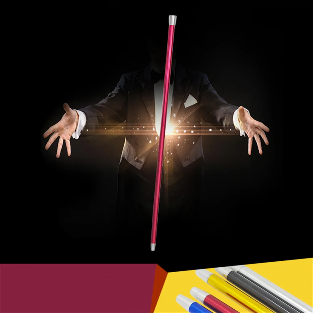 Professional Aluminum Levitation Magic Wand - Floating Dancing Cane Stick Trick for Close Up Stage Street Magician -Silver/Black