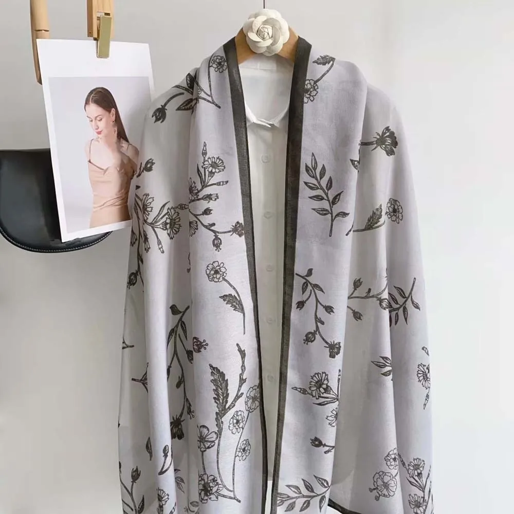 الحلو تنفس المرأة الأزهار وشاح الطيور منقوشة طويلة رقيقة كبيرة شال خفيفة الوزن امتصاص العرق واقية من الشمس الحجاب هدية
