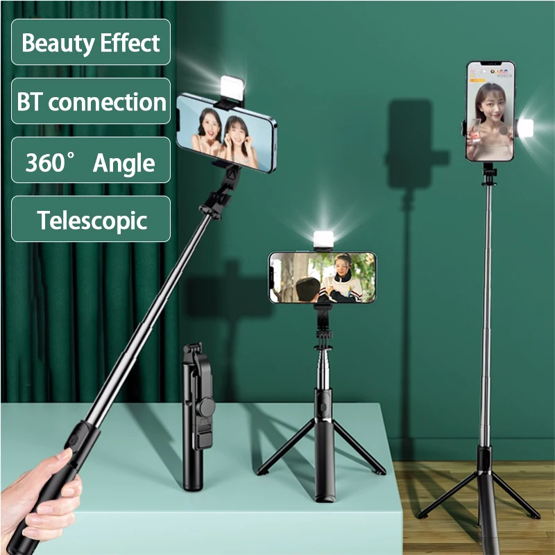 Xiaomi Bluetooth Control Wireless Selfie Stick with Fill Light Tripod Monopod Stand Phone Holder Remote Beauty USB Charging