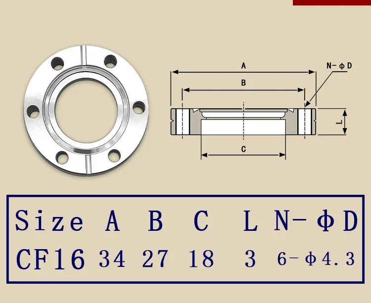 Flangia della lama di saldatura interna ad alto vuoto CF in acciaio inossidabile 304 16 raccordi per tubi 25 accessori 35 looper 50 fissaggio 63 bulloni 1