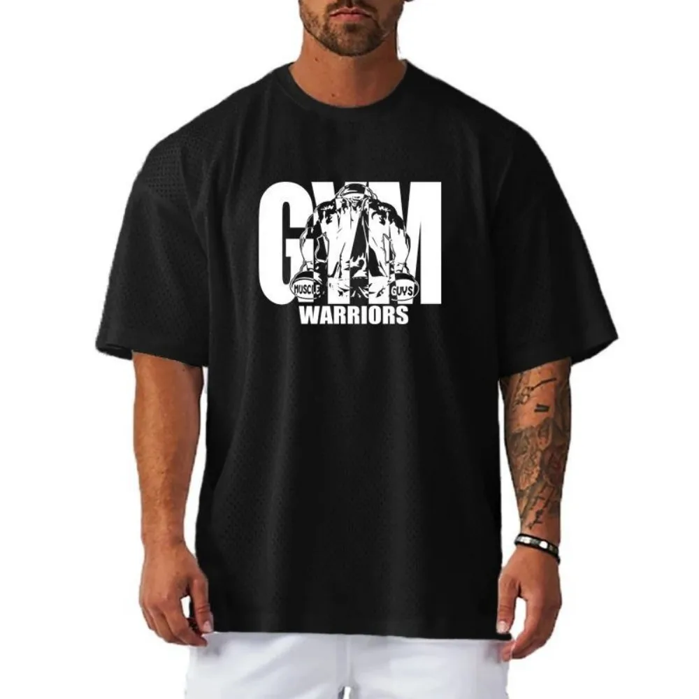 New fashionable men's casual sports T-shirt gym fitness short sleeved shirt summer quick drying breathable T-shirt image 3