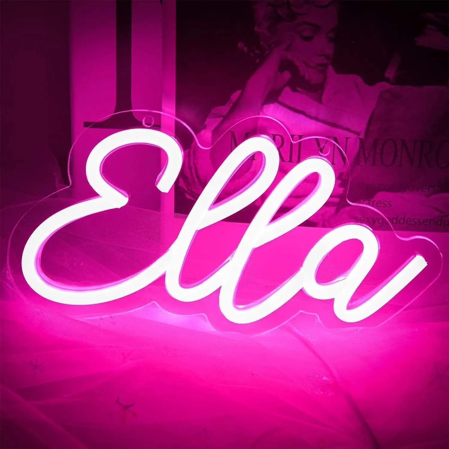 

Ella's Haven LED Neon - Plain Clear Acrylic Design, USB Powered Dimmable LED Neon for Bedrooms, Game Rooms, Party Wall Art