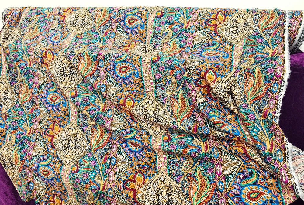 50cm*145cm Ethnic Paisley Dress Cotton Material Bohemian Floral Pattern Poplin Rayon Fabric