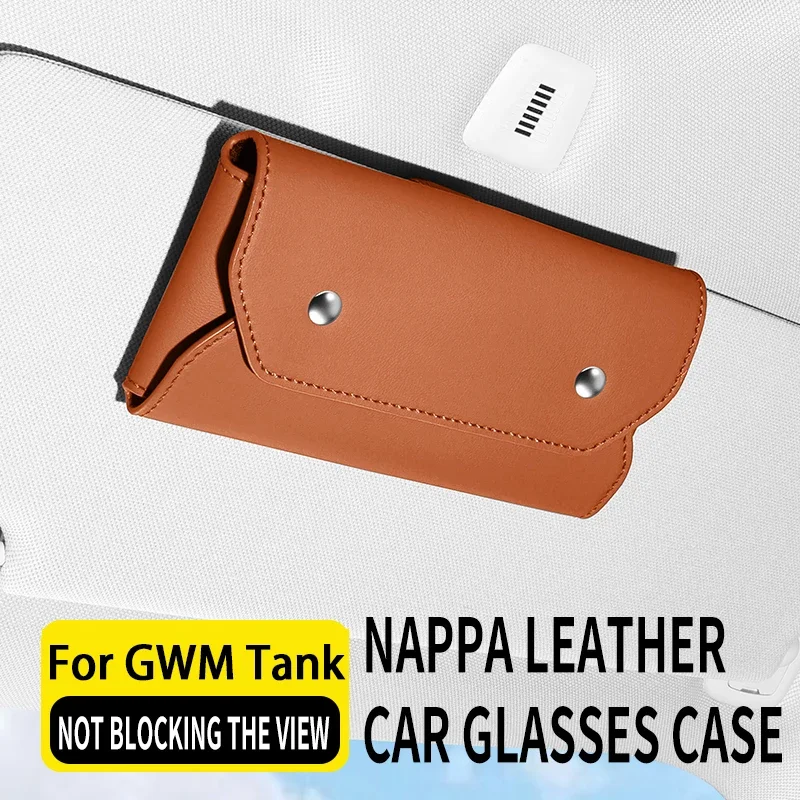 Car Glasses Case For GWM Tank 500 Hi4-Z Tank 300 Tank 500 Napa Leather Glasses Clip Sun Visor Sunglasses Storage Box Accessories