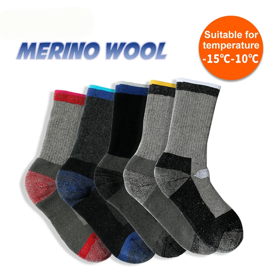 GTUBIKE 1 Pair Merino Wool Thermal Sock Winter Keep Warm Soft Ski Hiking Sock Sport Outdoor Snowboard Thermosock Thicken