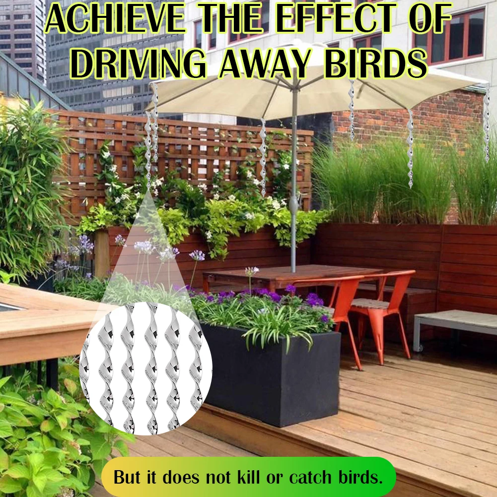 12Pcs Bird  Sticks Wind Twisting Scare Spiral Rods Garden Yard Outdoor Hanging Accessories Holiday Party Decor