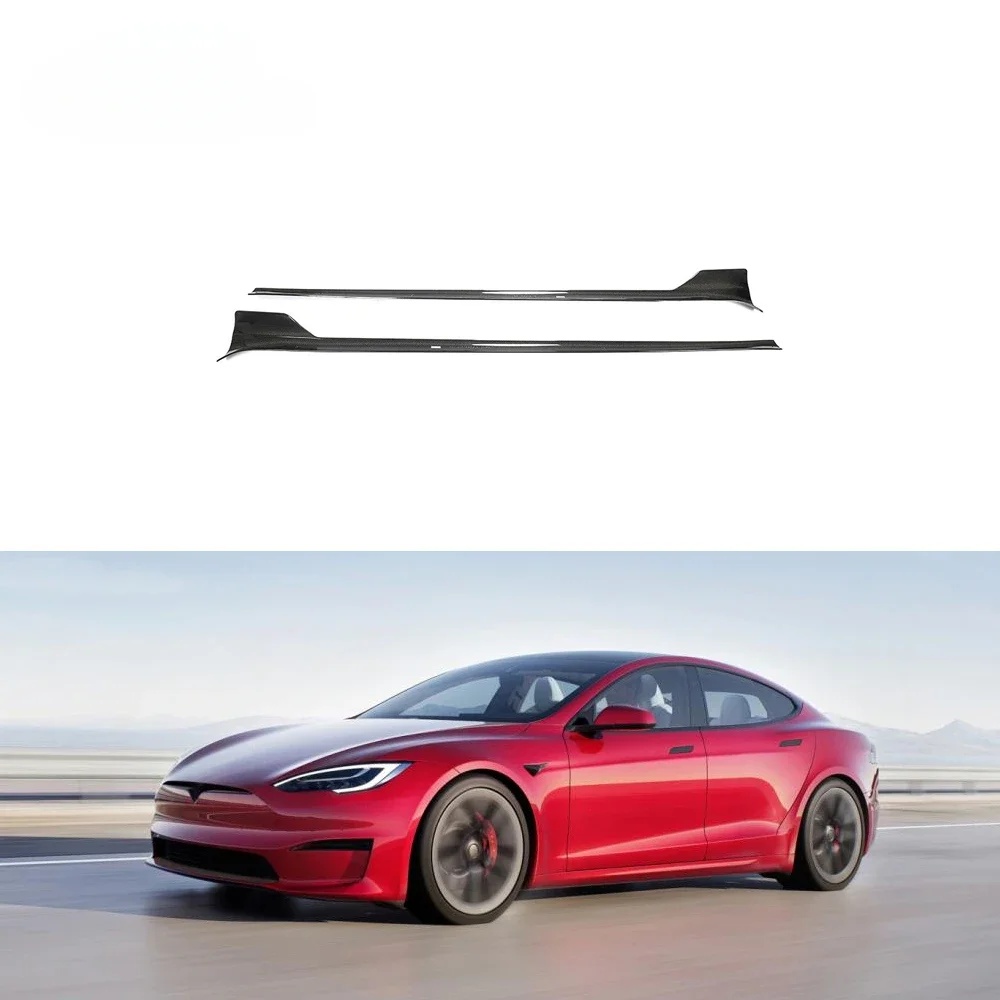 Carbon Fiber Model S Side Skirts Extension for  Model S Plaid 4-Door Electric 2021-2023