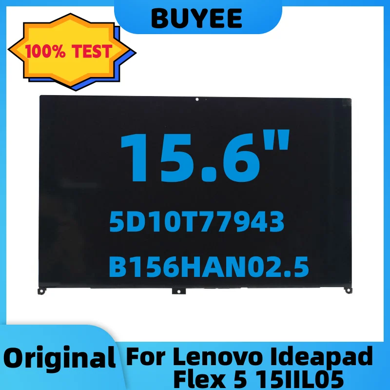 

15,6-дюймовый оригинальный ЖК-дисплей для Lenovo Ideapad Flex 5 15IIL05, в сборе с рамкой B156HAN02,5, FHD, 30 контактов, UHD, 40 контактов