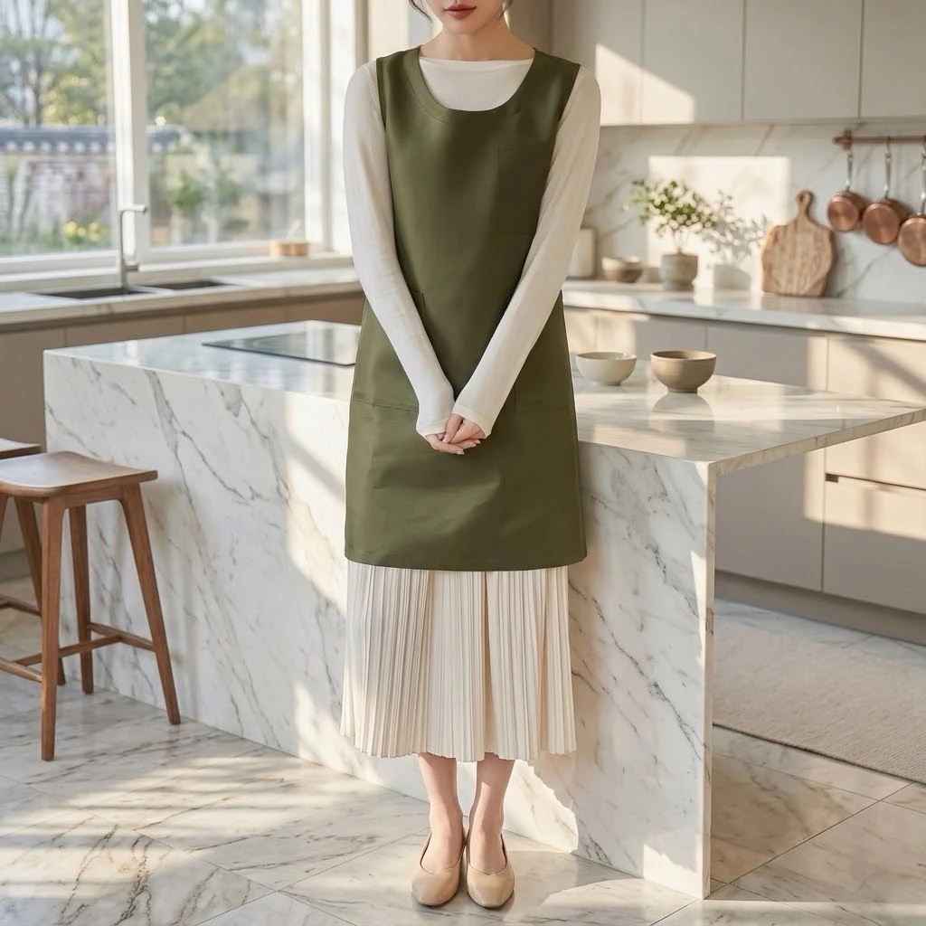 New Japanese Style Thickened Polyester Splash Proof Fabric Apron Korean Floral Home Decor Kindergarten Teacher Work Clothes