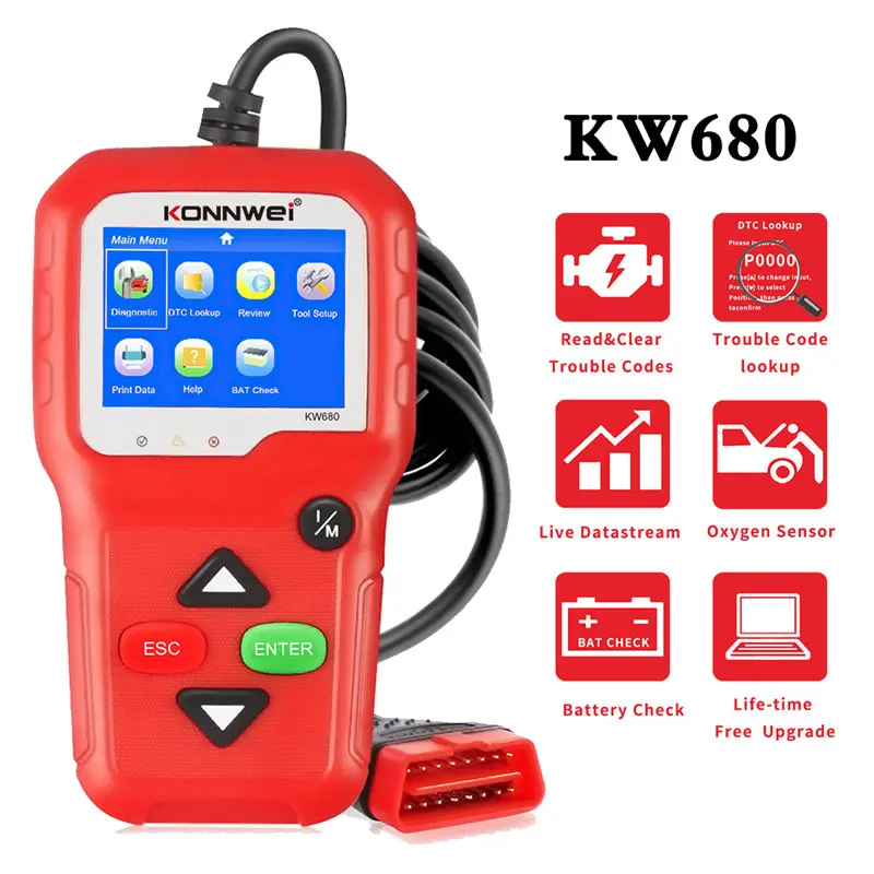 KONNWEI KW680 Cars Diagnostic Scanner Auto Diagnostic-Tools OBD2 Scanner KW-680 OBDII Diagnostic Code Readers