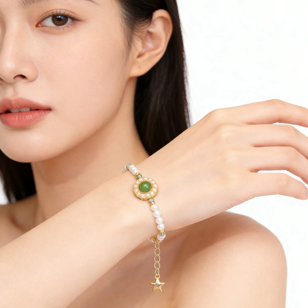 

Green Gventurine Bracelet For Girl Friendship Simple Freshwater Pearl Bracelets For Women Pulseras Femme Boho Jewelry Giftt